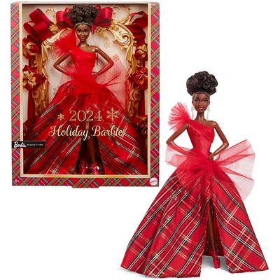 Barbie Signature 2024 11.5 Holiday Barbie Fashion Doll, Seasonal Collector Gift, Brown Hair with Plaid Gown