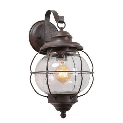 17 Seeded Glass Globe Outdoor Wall Lights Antique Bronze - LNC