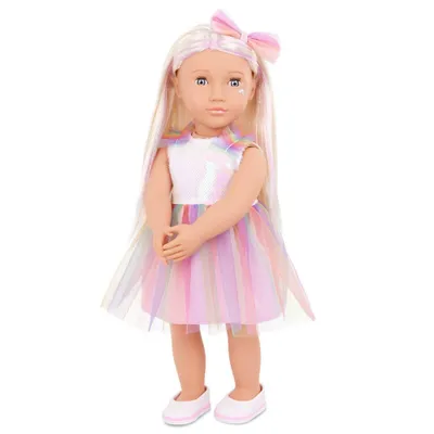 Our Generation Iris 18 Fashion Doll with Rainbow Dress