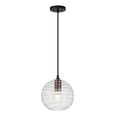 Hampton & Thyme 8 Wide Textured Pendant with Glass Shade Blackened Bronze/Clear