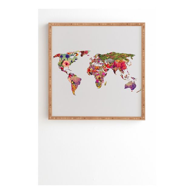 Bianca Green Its Your World Framed Wall Art 12 x 12: Je Taime, Modern Map Decor - Deny Designs