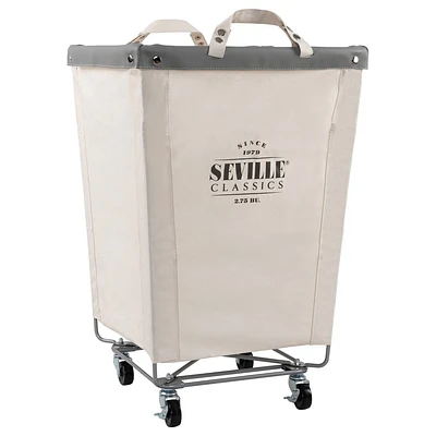 Seville Classics Commercial Heavy Duty Laundry Hamper Canvas Cream: Rolling Clothes Hamper with Wheels, Portable, Solid Pattern