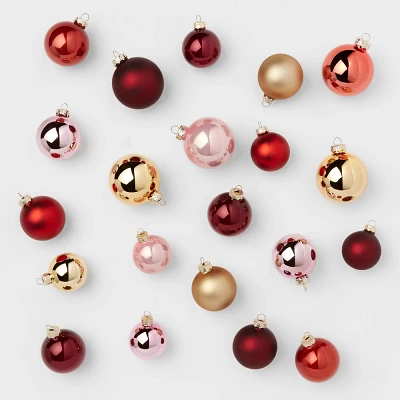 42ct Round Glass Christmas Ornament Set /Red - Wondershop