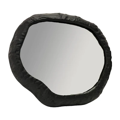 SAGEBROOK HOME 18 Aluminum Hammered Outlined Mirror Matte Black: Contemporary Style, Wall Mount, UL Listed