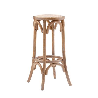 Linon Rae Backless Barstool  : 30.5 Fixed Height, Polyester Upholstery, Wood Legs