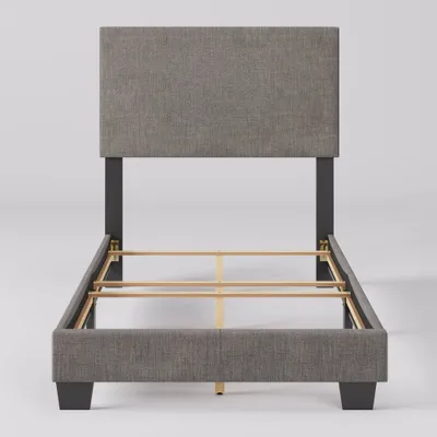 Twin Celeste Modern Upholstered Bed Gray - CorLiving: Polyester Fabric, MDF & Wood Frame, Transitional Style