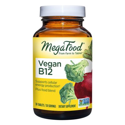 MegaFood Vegan B12 Vitamin - Blend of Vitamin B6, Folate & Vegan B12 Supplement - Tablets - 30ct