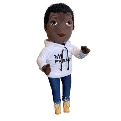 Our Brown Boy Joy Original My Friend White Hoodie Baby Doll 1