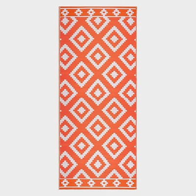 Playa Rug 23x6 Milan Recycled Plastic Indoor Outdoor Floor Mat Orange and White