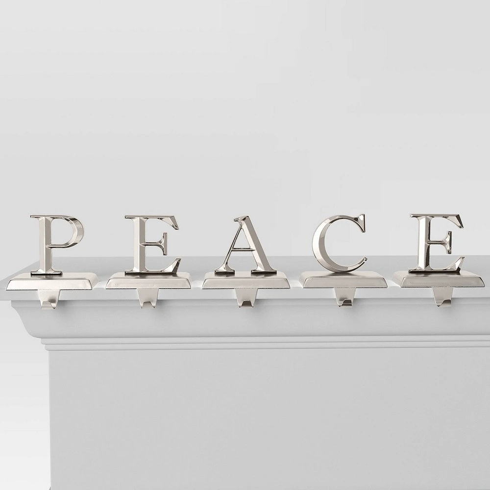 5pk Metal PEACE  Christmas Stocking Holder - Wondershop