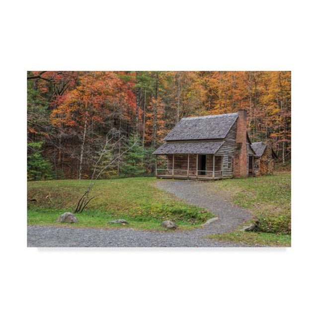 22 x 32 Smokies Cabin by Galloimages Online - Trademark Fine Art: Gallery-Wrapped Canvas, Digital Landscape Art