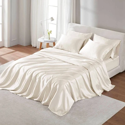 Madison Park Twin Satin Luxury Sheet Set Ivory