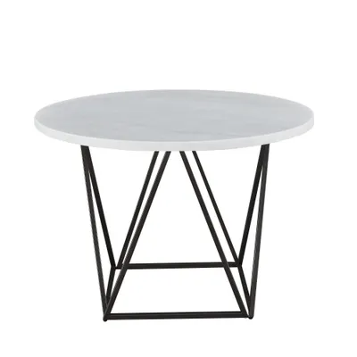 Ramona Round Dining Table White - Steve Silver Co.: 44 Marble Top, Bronze Metal Base, Seats 4