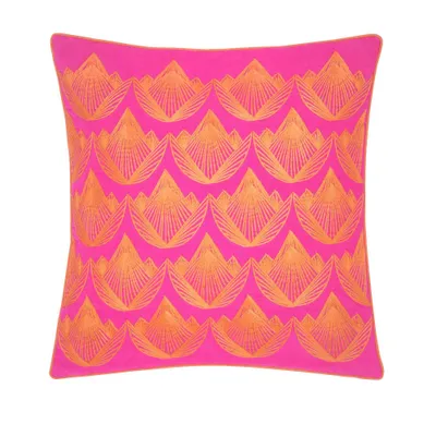 Lotus Embroidered Decorative Pillow Orange/Magenta - Rochelle Porter