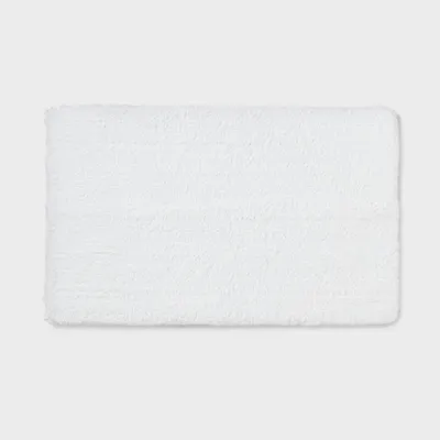 24x40 Spa Plush Bath Rug White - Threshold: Machine Washable, Tufted Polyester, Latex Backing