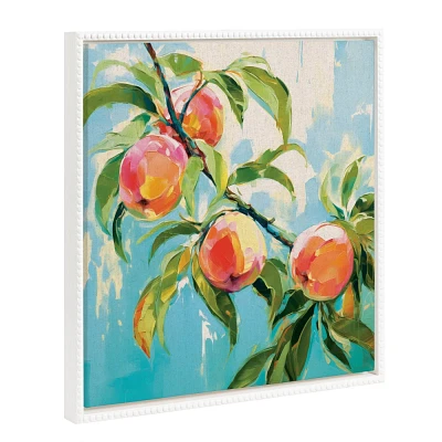 Kate & Laurel All Things Decor 22x22 Sylvie Beaded Peach Tree Framed Canvas by The Creative Bunch Studio White