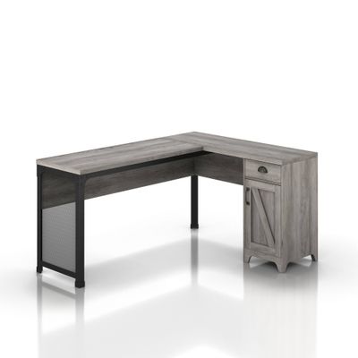 24/7 Shop At Home Nackimen L Shaped Desk: Home Office, Study Table, Enclosed Cabinet