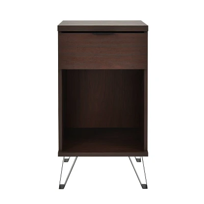 Christopher Knight Home Norcross Tall Nightstand with Drawer Walnut/Matte Black