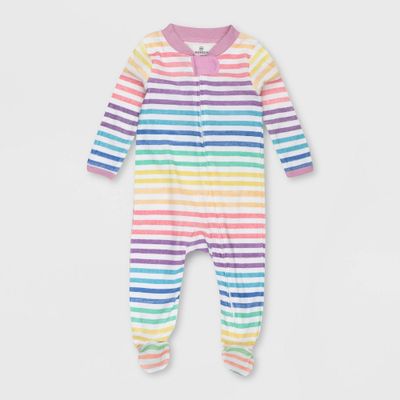 Honest Baby Girls Organic Cotton Rainbow Striped Sleep N Play