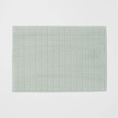 17x24 Velveteen Grid Memory Foam Bath Rug Mint - Room Essentials