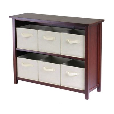 Verona 30 Storage Shelf with 6 Baskets - Walnut/Beige - Winsome