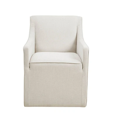 Madison Park Hamilton Slipcover Dining Arm Chair with Casters : Upholstered, No Assembly, Polyester