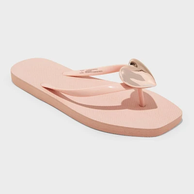 Womens Heart Thong Flip Flop Sandals