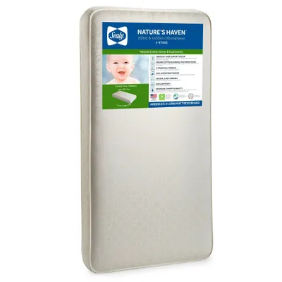 Sealy Natures Haven 2-Stage Baby Crib Mattress and Toddler Bed Mattress - Light Beige