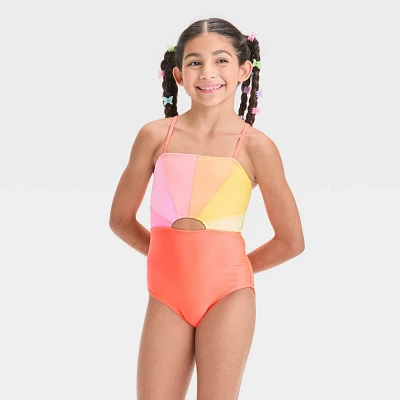 Girl Colorblock One Piece Swimuit