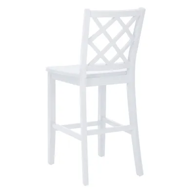 25.25 Shelby X-Back Farmhouse Counter Stool White Finished Wood - Powell: Solid Acacia & Rubberwood