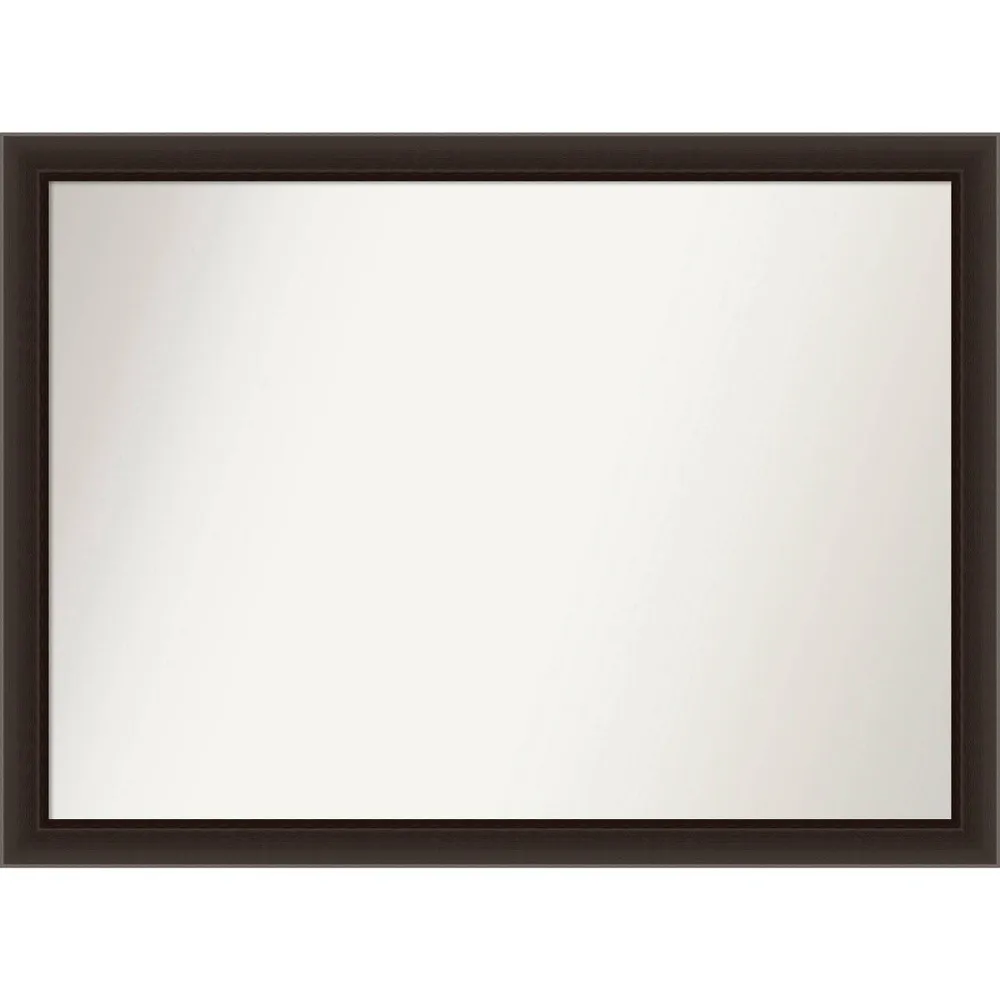 42 x 31 Non-Beveled Romano Espresso Narrow Wood Wall Mirror - Amanti Art: Rectangle, Modern Decor, Wall Mounted