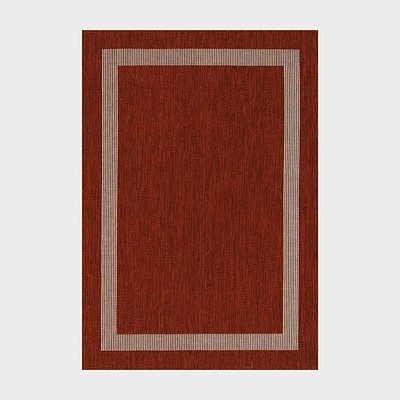 Playa Rug 5x8 Machine Washable Azelia Rectangle Woven Indoor Outdoor Area Rug Red and Ivory