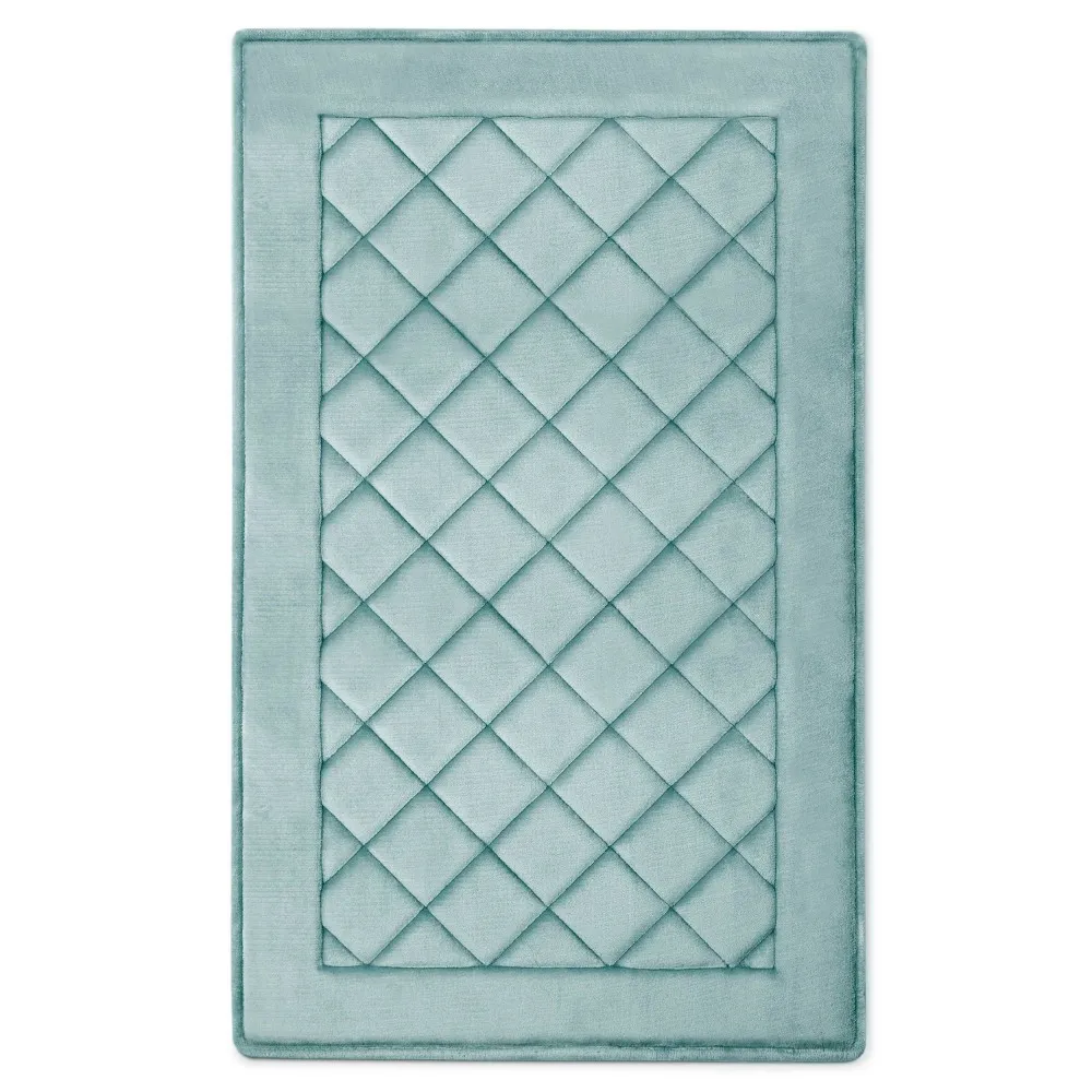 Microdry 21x34 MICRODRY SoftLux Diamond Embroidered Memory Foam Bath  Mat/Runner with Skid Resistant Base Aqua | MarketFair Shoppes