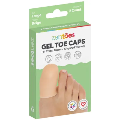 ZenToes Gel Toe Caps - Beige - L - 2pk