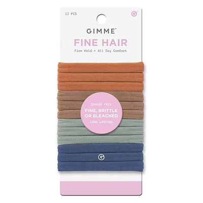 Gimme Beauty Fine Assorted Colors Hair Tie Bands - 12ct