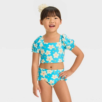 Baby Girl Puff Sleeve Bikini Set