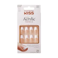 KISS Products Salon Acrylic Medium Coffin French Manicure Fake Nails Kit - Je Taime - 31ct