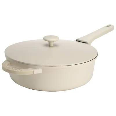 Goodful 4.5qt Cast Aluminum, Ceramic Dutch Oven with Lid, Side Handles and Silicone Grip Cream