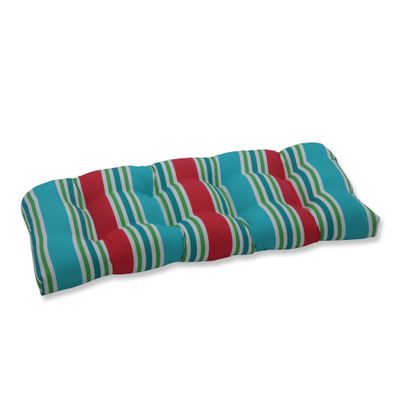 Aruba Stripe Wicker Outdoor Loveseat Cushion  - Pillow Perfect: Weather-Resistant Patio Furniture Accessory