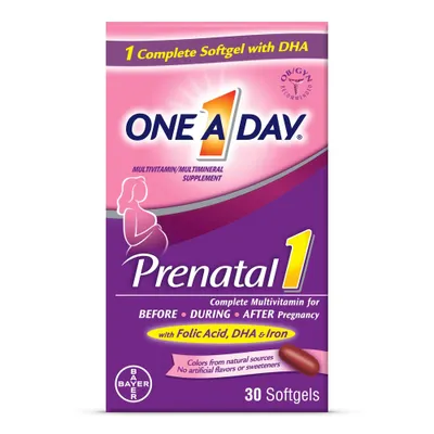 One A Day Womens Prenatal Vitamin 1 with DHA & Folic Acid Multivitamin Softgels