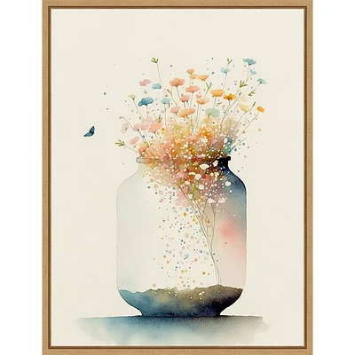 Amanti Art 23x30 Jug of Wildflowers by Leah Mclean Framed Wall Art Print: Modern Botanical Lithograph, Polystyrene Frame