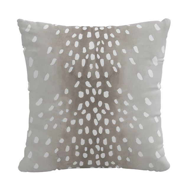 Polyester Square Pillow In Fawn Gray - Skyline Furniture: Mid-Century Modern, Deer Pattern, Cotton Weave, Zippered