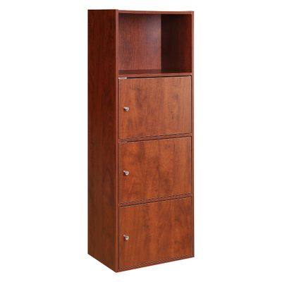 Breighton Home VersaStorage Tri-Door Cabinet: Magnetic Latches, Open Shelves, Wood Composite