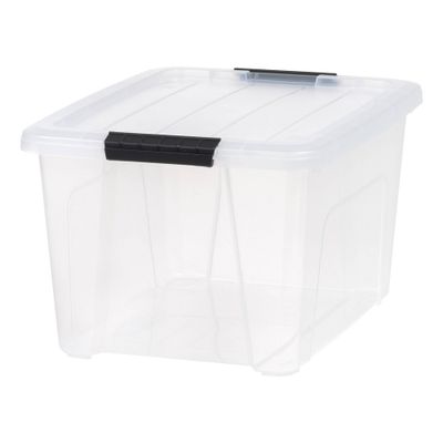 IRIS 32qt Stack and Pull Storage Bin with Lid Clear