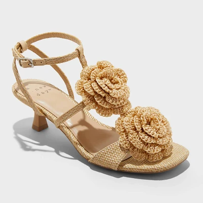 Womens Esme Floral Crochet Kitten Heels