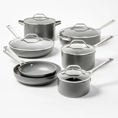 7pc Nonstick Ceramic Coated Aluminum Cookware Set Cream - Figmint™