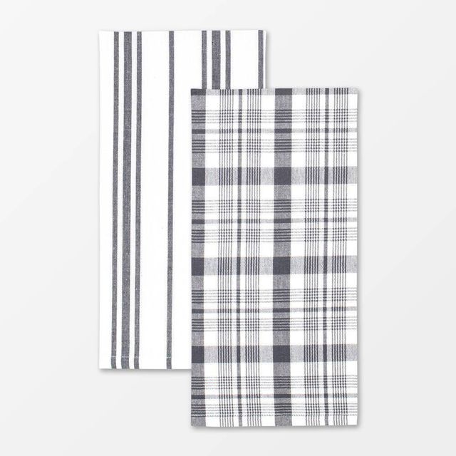 2pk Cotton Farmhouse Kitchen Towels - MU Kitchen: Absorbent, Oversized