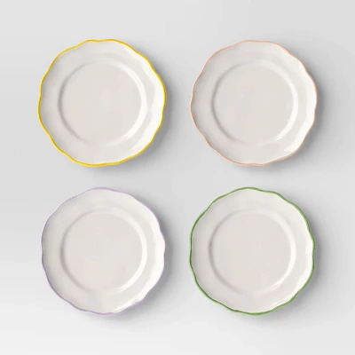 7 4pk Stoneware Appetizer Plate Set - Threshold