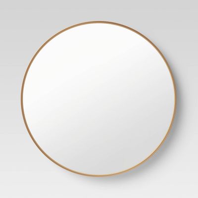 30 Flush Mount Round Decorative Wall Mirror Gold - Project 62