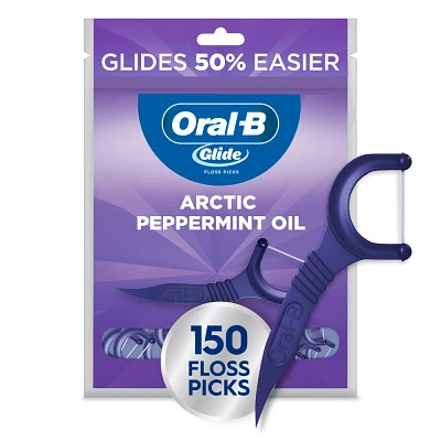 Oral-B Glide Arctic Peppermint Oil Dental Floss Picks, Mint - 150ct